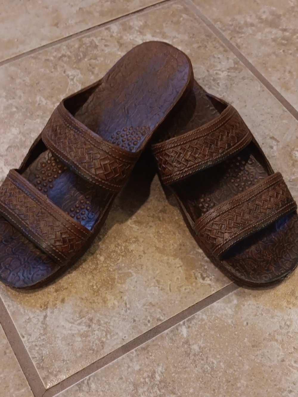 Brown Two-Strap Comfort Slide Sandals - Picture 3 of 4